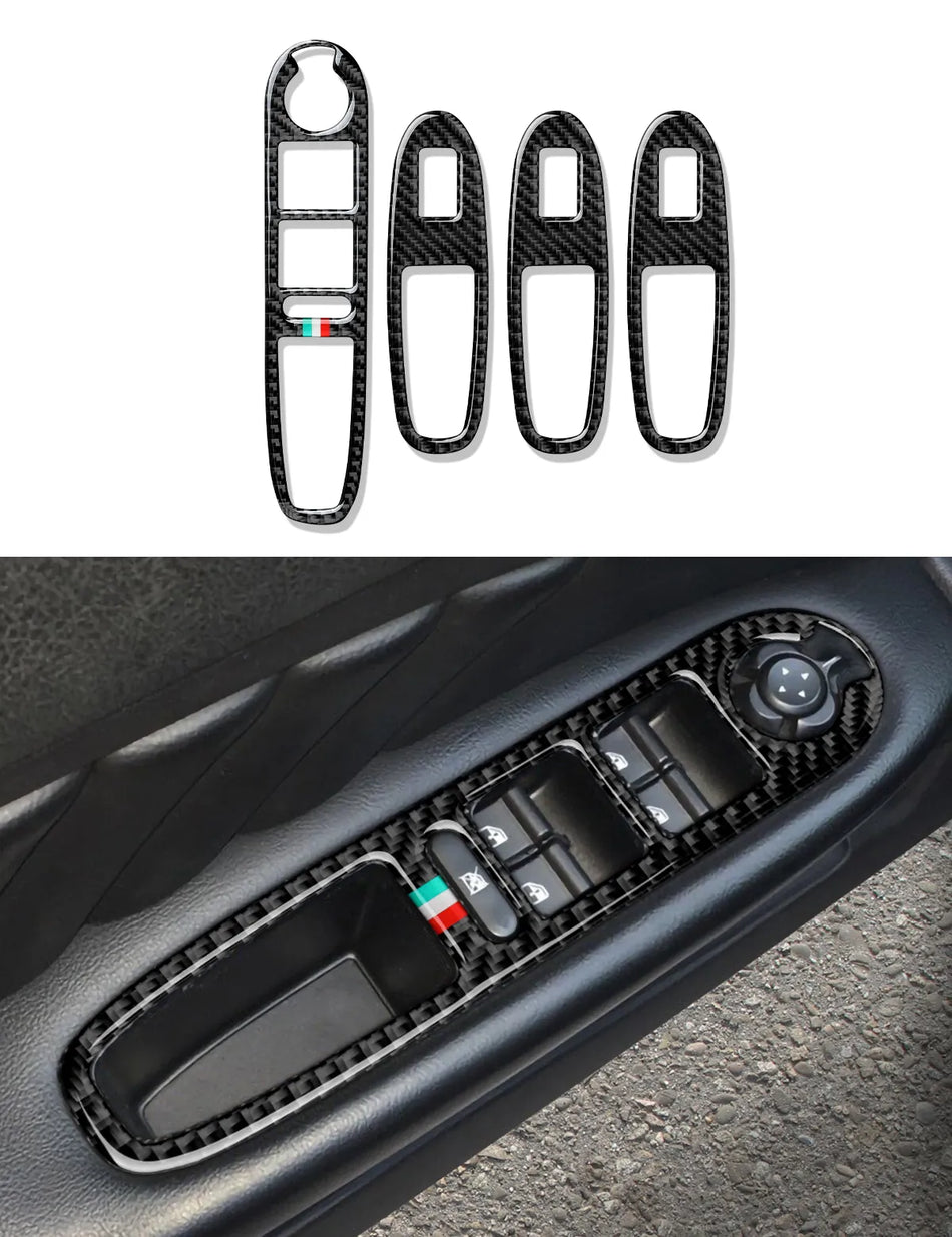 Car Window Switch Stickers Carbon Fiber Trim For Compatible with Alfa Romeo 159 2004-2011 Accessories