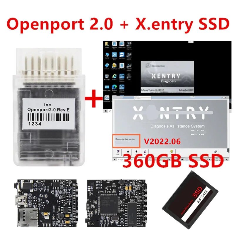 Tactrix Openport 2.0 with Xentry V2022.6 Software ECU FLASH open port 2 0 Car Diagnostic Tool For Mercedes-Benz J2534 Scanner