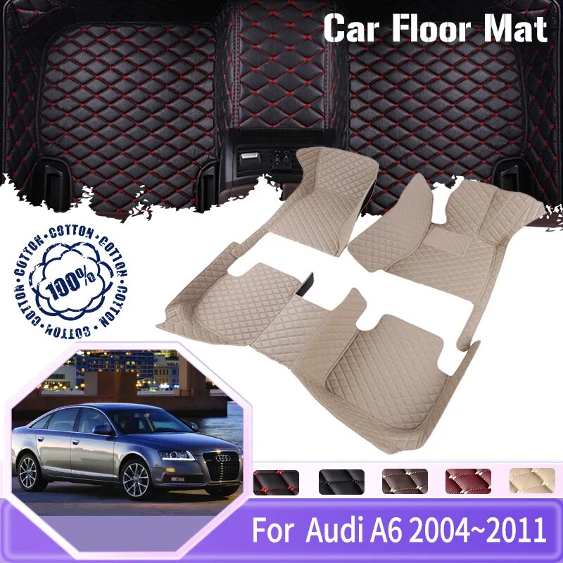 Car Mats Floor For Audi A6 C6 4F 2004~2011 5 Seater Dirt-resistant Floor Mats Interior Decoration Tapis Voiture Car Accessories