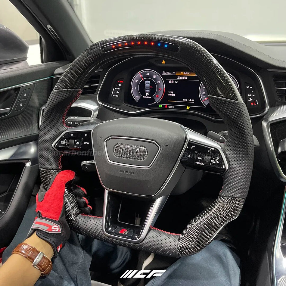 Carbon Fiber LED Steering Wheel for Audi A6 RS6 RS7