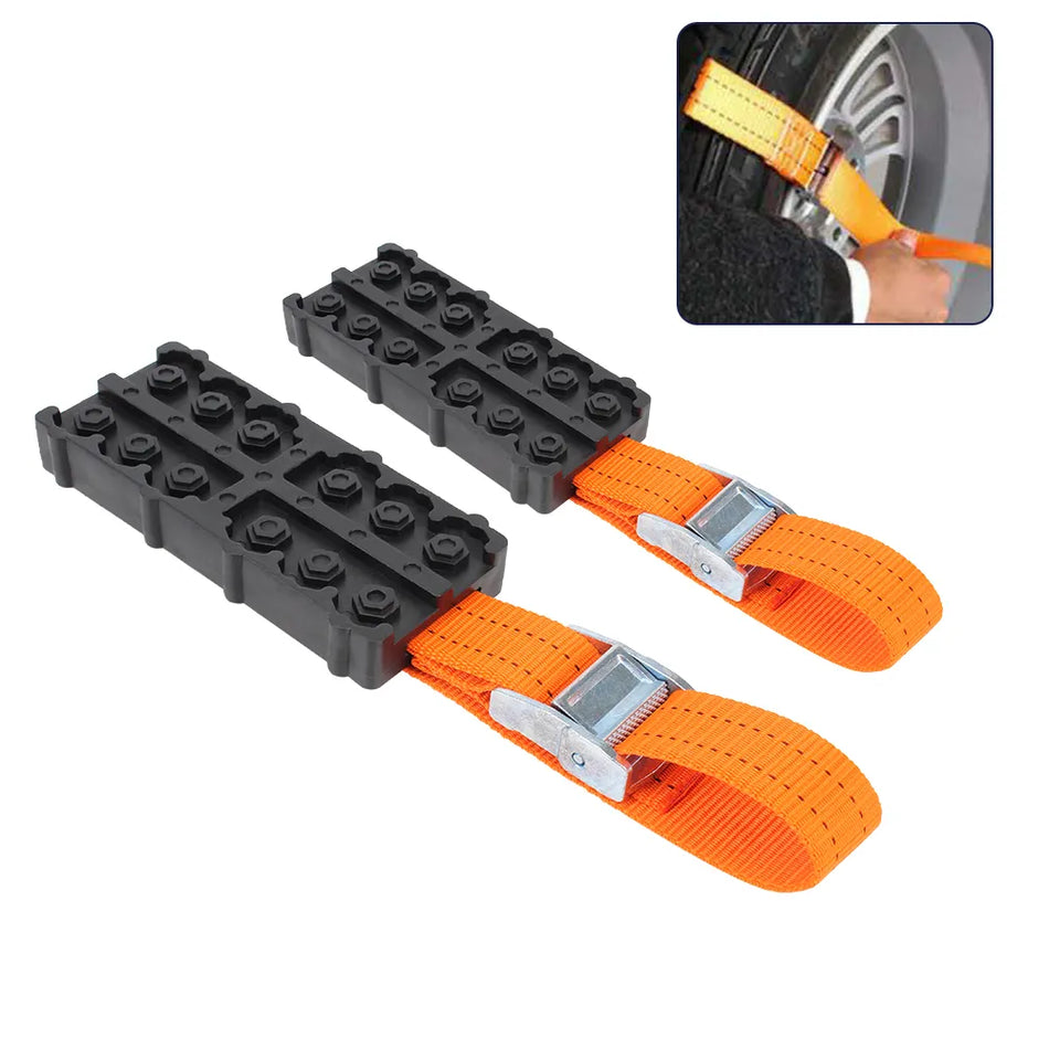 Car Tire Traction Blocks Durable PU Anti-Skid Emergency Snow Mud Sand Tire Chain Straps For Snow Mud Ice