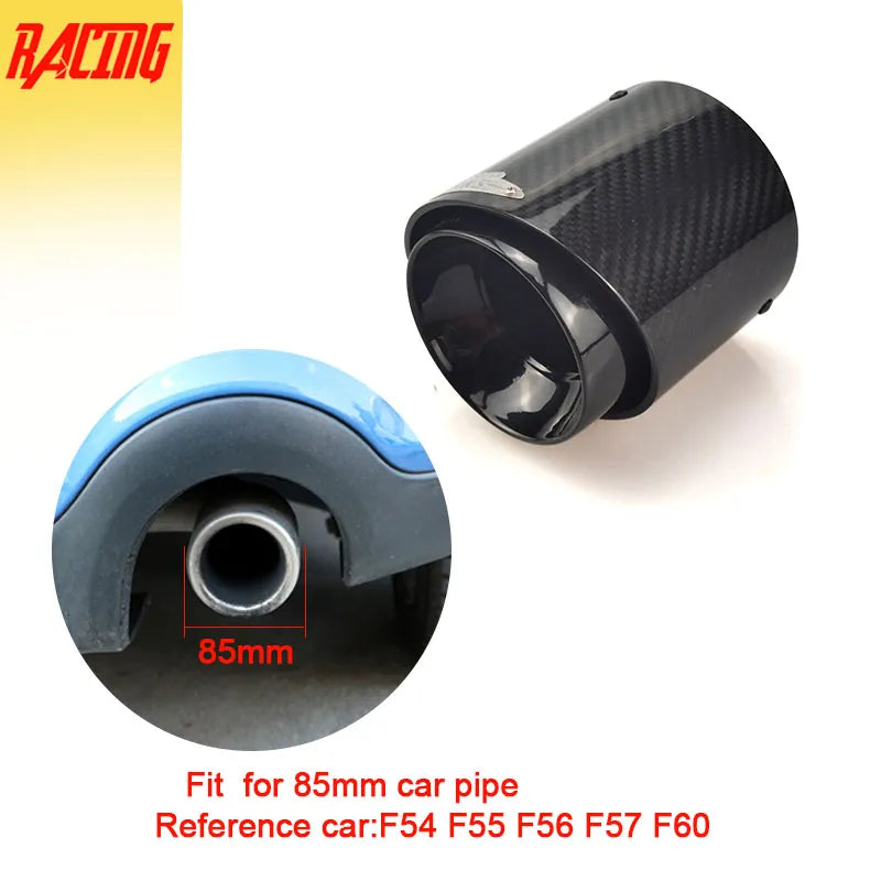 1 Pc Black Glossy Carbon Fiber Exhaust Muffler Tips Fit For Mini Cooper F54 F55 F56 F57 F60 R55