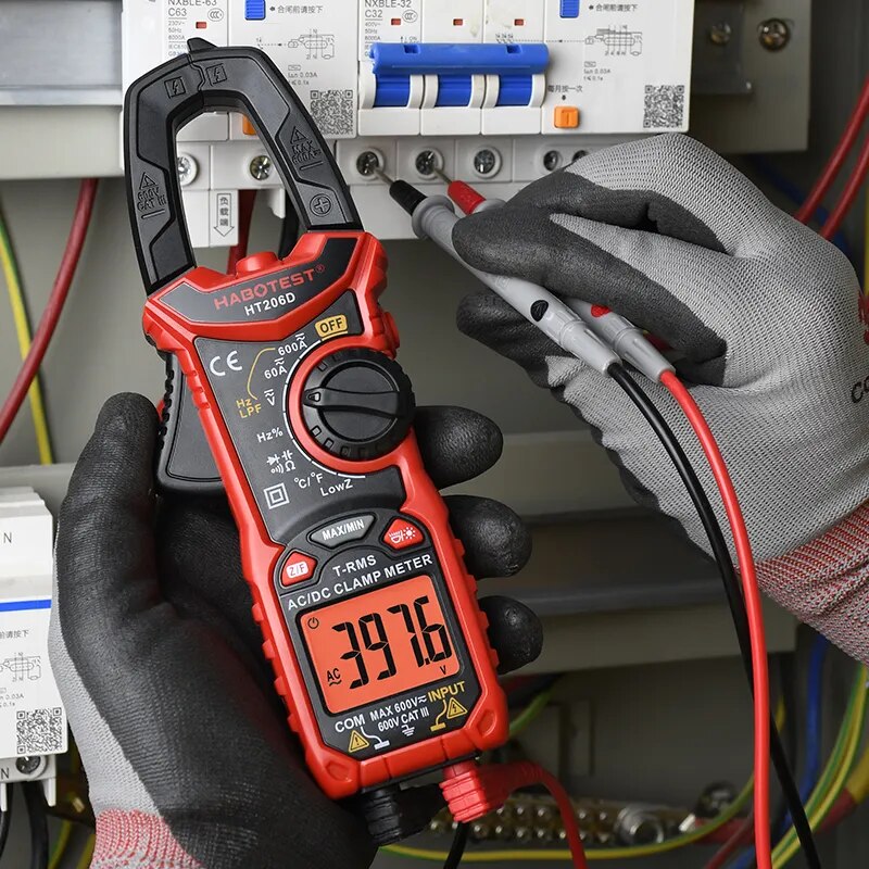 HT206D Amperometric Clamp Meter Pliers Ammeter Professional Digital Automotive Multimeter HABOTEST 600A AC DC Current Tester