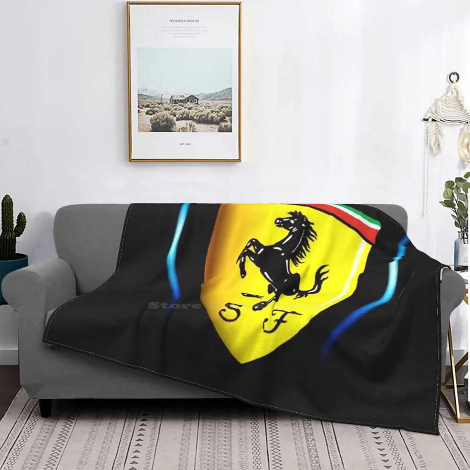 Emblem Ferrari Super Warm Soft Blankets Throw On Sofa/Bed/Travel Emblem Emblem Top Selling Top Stars Gold Popular Graphic