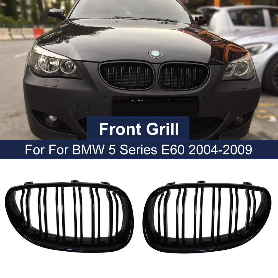 Car Front Kidney Grilles Racing grill for BMW E60 E61 5 Series M5 520I 535I 550I 2004-2009 Dual line Double Slat Auto Styling