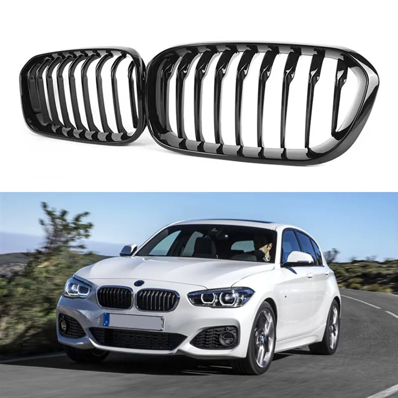 Car Kidney Replacement Front Grill For BMW F20 F21 118i 120i 125i 2015-2018 Racing Grills Gloss Black Grills Auto Accessories