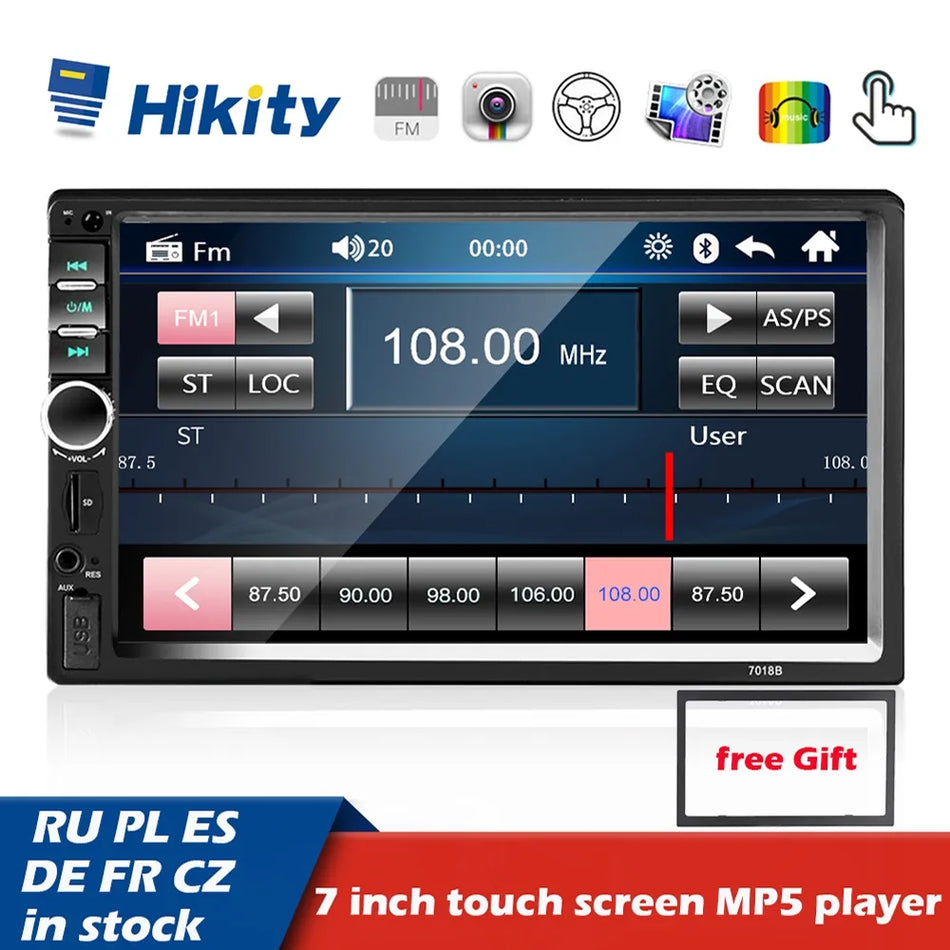 HIkity 2 Din Car Radios Mirror Link Video Multimedia Player 7018B Universal BT Autoradio For Nissan Toyota Lada Kia Suzuki Ford