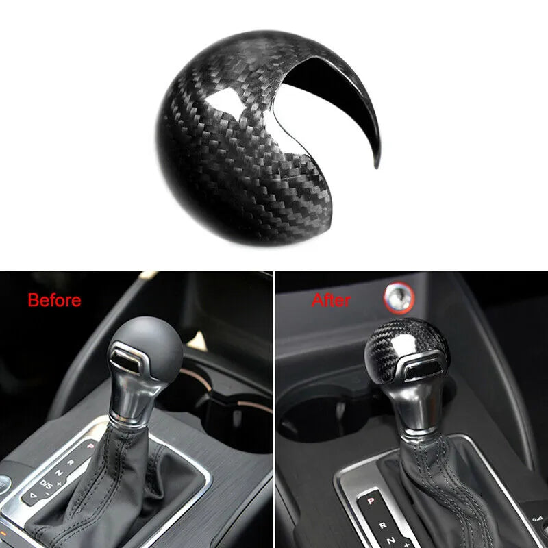 Carbon Fiber Pattern Gear Shift Knob Handle Trim Cover Sticker Fit For Audi A3 S3 2014 2015 2016 2017 2018