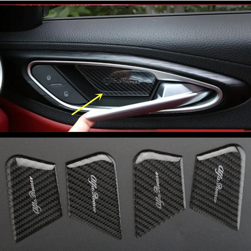 For Alfa Romeo Giulia Stelvio car interior accessories carbon fiber door inner bowl decoration sticker decoration patch modifica