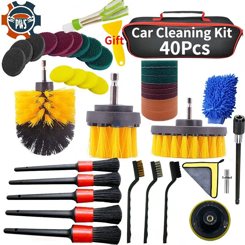 Car Detailing Brushes Kit Brushes for Automotive Cleaning Auto Air Cleaning Electric Drill Brush Cars Dirt Dust Cleaning