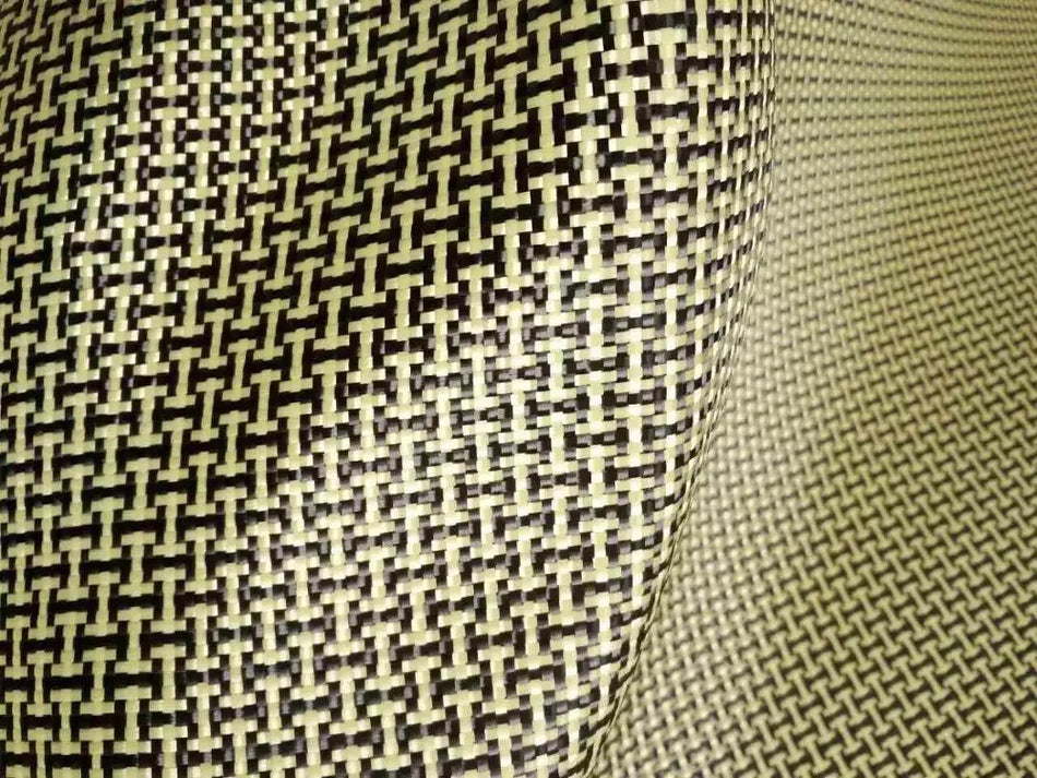 Yellow Kevlar & Carbon fiber mixed Fabric Plain Hybrid Carbon Kevlar Cloth 100D / 3K 200gsm 12"/30cm or 20"50cm x100cm