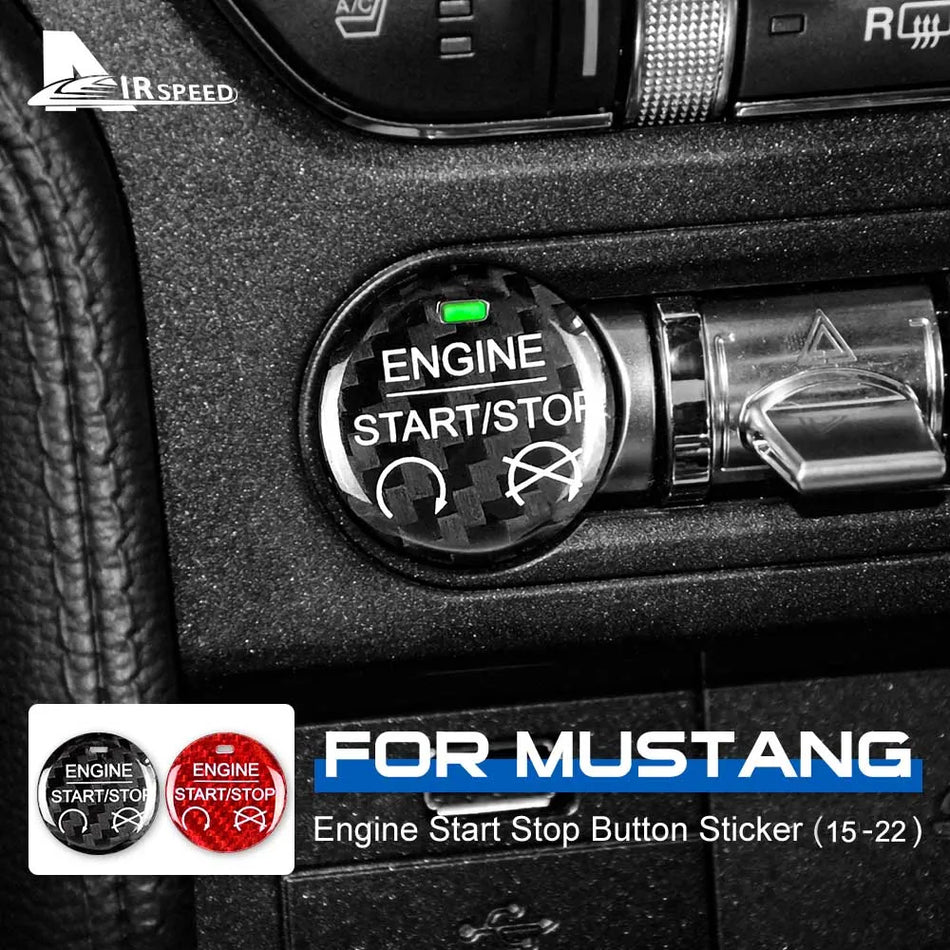 Real Hard Carbon Fiber Cover For Ford Mustang 2015 2016 2017 2018 2019 2020 2021 2022 Car Engine Start Stop Button Sticker