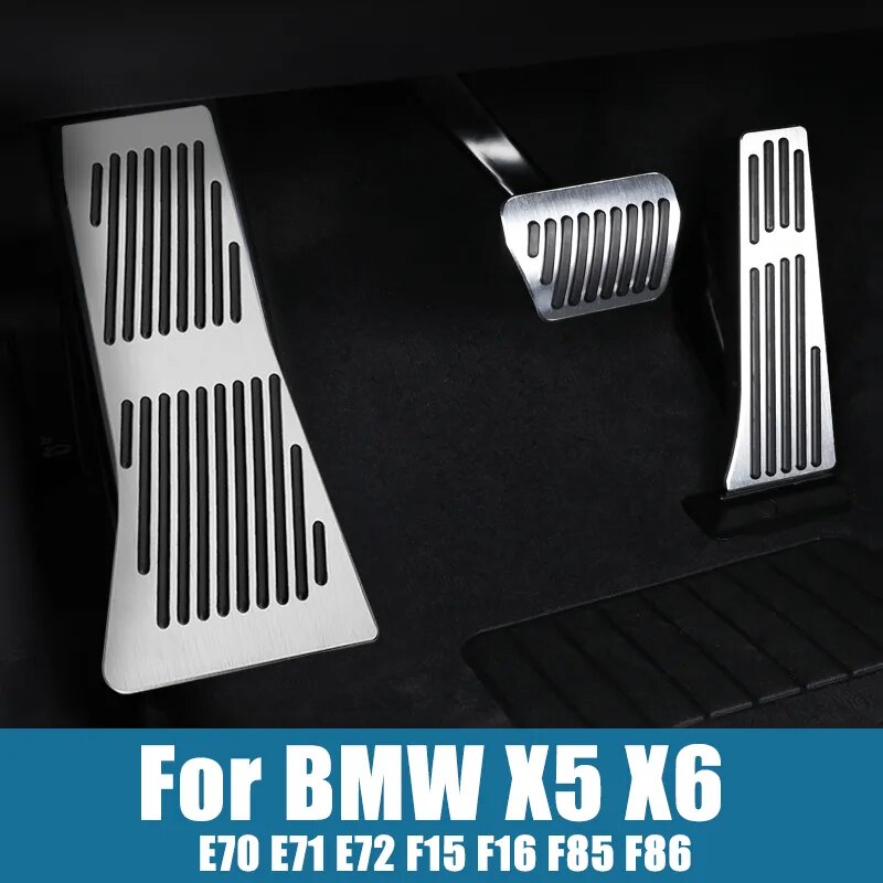 Car Accessories For BMW X5 X6 E70 E71 E72 F15 F16 F85 F86 Aluminum Footrest Pedal Accelerator Brake Pedals Cover Anti-Slip Pads