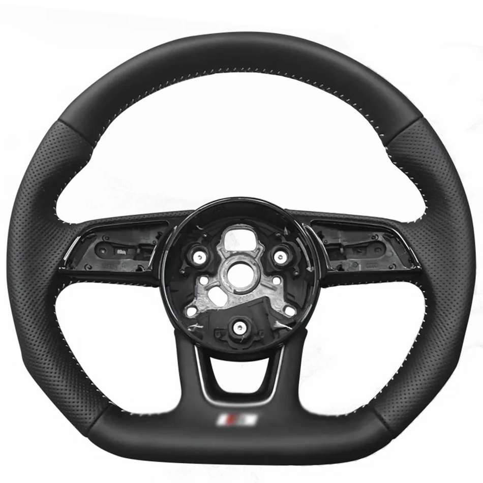 Leather flat-bottom steering wheel sports For Audi A3 A4 A5  S3 S4 S5 2017-2022 full perforated semi perforated steering wheel