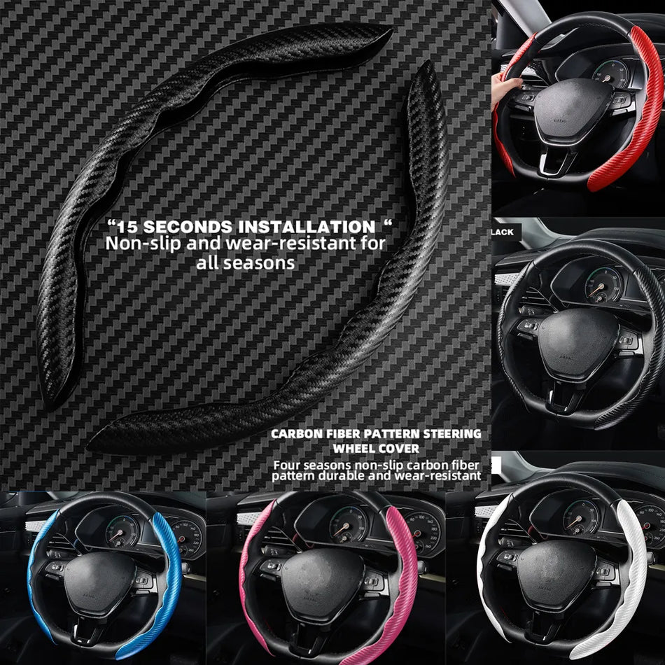 1Pair Universal Non-Slip Car Steering Wheel Cover Carbon Fiber Booster Cover for bmw e46 golf Auto Interior Car Accessories 2023