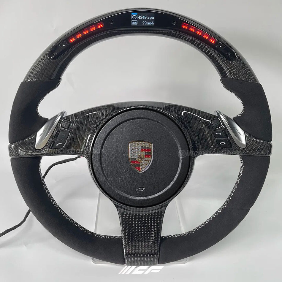 Carbon Fiber LED Steering Wheel for  Porsche 911 Cayenne Macan Panamera Taycan Boxster Cayman Spyder Tycan Panamera GTS